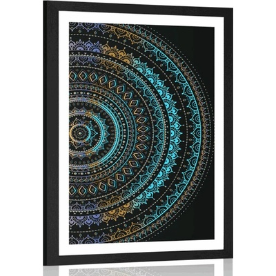 Plakát s paspartou Mandala se vzorem slunce - 20x30 black