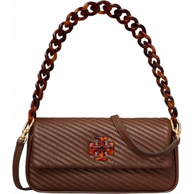 Tory Burch kabelka obálka KIRA MOTO QUILT SMALL prírodná koža hnedá