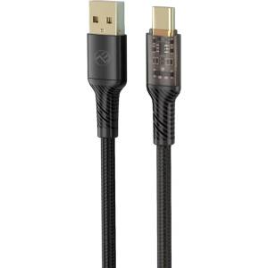 Tellur Кабел Tellur Transparent Series TLL155711, от USB A(м) към USB C(м), 1m, черен (TLL155711)