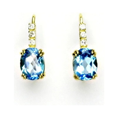 Čištín zlaté náušnice žluté i bílé zlato přírodní topaz swiss VE 8