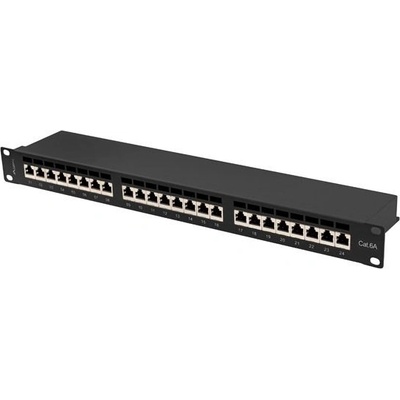 Lanberg Пач панел Lanberg patch panel 24 port 1U 19" CAT. 6a ftp with cable organizer shielded black (PPSA-1024-B)