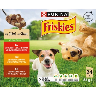 Friskies Adult kapsičky pro psy hovězí kuře jehněčí ve šťávě 24 x 85 g