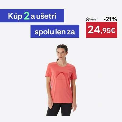QUECHUA Dámske turistické tričko MH500 krátky rukáv červené