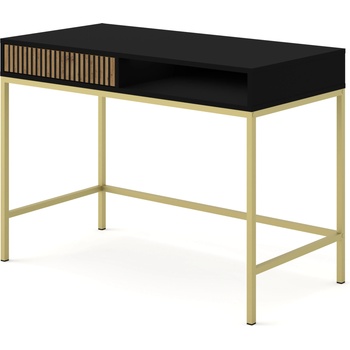 BIM Тоалетка Ravenna F 1S боядисан фрезован MDF, черен мат/дъб артисан/злато (RAVENNAVANDESKBMGF)