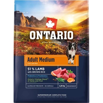 ONTARIO Adult Medium Lamb & Brown Rice 2, 25 kg