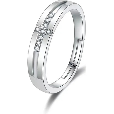 Majya Stříbrný nastavitelný prsten se zirkony LAURA 10358