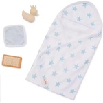 Battat Комплект аксесоари за кукла, Battat, Lulla Baby, Халат за баня, 4 части, Син (BTLBY7687)
