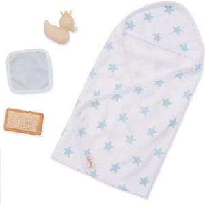 Battat Комплект аксесоари за кукла, Battat, Lulla Baby, Халат за баня, 4 части, Син (BTLBY7687)