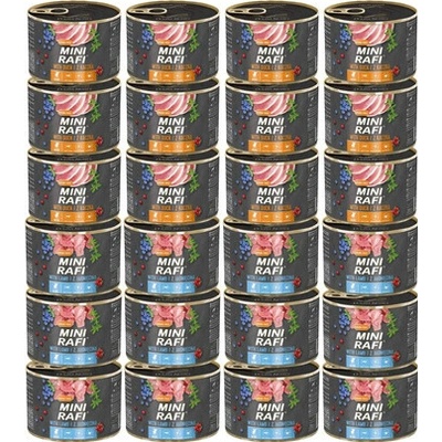 Rafi Mini Mix príchutí s kačicou a jahňacím pre psy malých plemien 24 x 185 g