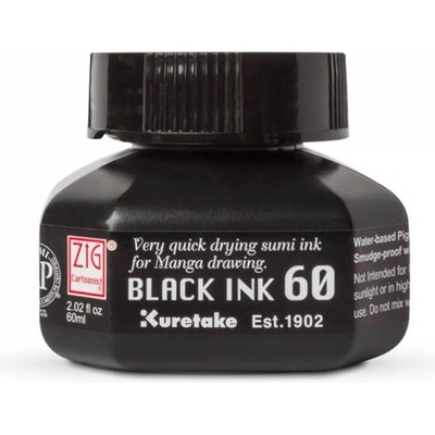 Kuretake ZIG Cartoonist Black Ink 60 ml – Zboží Mobilmania