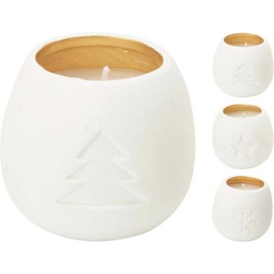 Svíčka porcelán 70x70x65mm stromeček, hvězdička, vločka mix,bílá