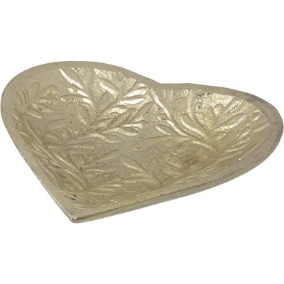 Clayre & Eef Zlatá kovová mistička ve tvaru srdce Fancy Heart 11 x 11 x 1,5 cm