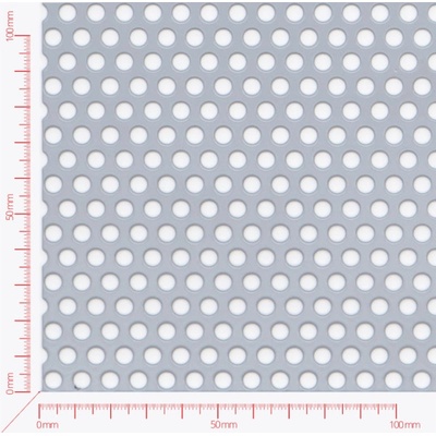 Děrovaný plech; děrování kruhové přesazené; otvor 5,0mm; rozteč 8,0mm