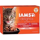 Krmivo pro kočky Iams Delights Adult v omáčce Land Mix 12 x 85 g