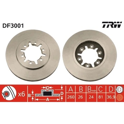 Brzdový kotúč TRW DF3001
