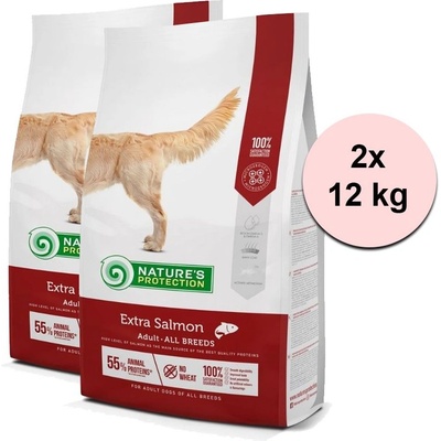 Nature's Protection кучешка храна за възрастни всички породи сьомга 2 x 12 кг
