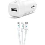 Ttec Зарядно 12V ttec SpeedCharger Trio USB In-Car Charger, 2.1A, Lightning, Micro USB and Type C Cable - Черно