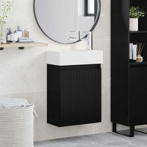 vidaXL Мивка за баня със смесител Черно 45, 5 x 22, 5 x 84 см (889452)