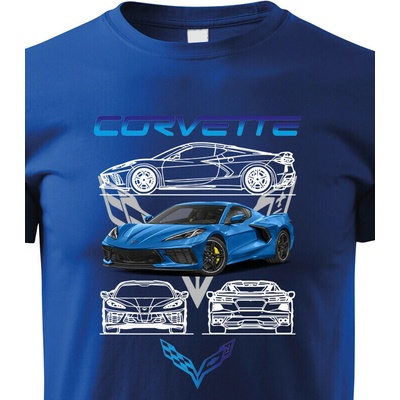 Dětské tričko Chevrolet Corvette Modrá Velikost Canvas Bezvatriko.cz 2326