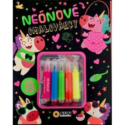 Neonové omalovánky se třpytivými samolepkami a fixami