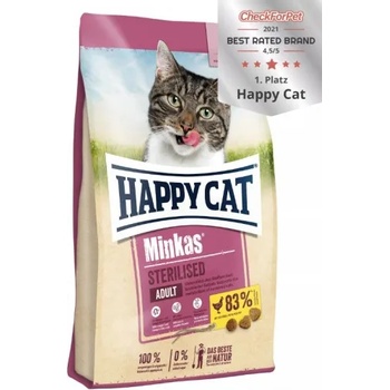 Happy Cat Minkas Sterilised Poultry - храна за кастрирани котки, с пилешко, растителни масла, 10 кг, Германия - 70409