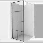 Mexen Kioto стена за душ Walk-in 70 x 200 cm, черна решетка 8 mm, четкан никел - 800-070-101-97-77 (800-070-101-97-77)