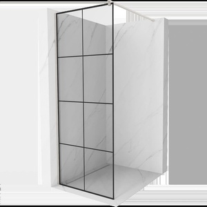 Mexen Kioto стена за душ Walk-in 70 x 200 cm, черна решетка 8 mm, четкан никел - 800-070-101-97-77 (800-070-101-97-77)