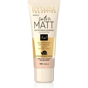 Eveline Cosmetics Satin Matt матиращ фон дьо тен с екстракт от охлюв цвят 102 Vanilla 30ml