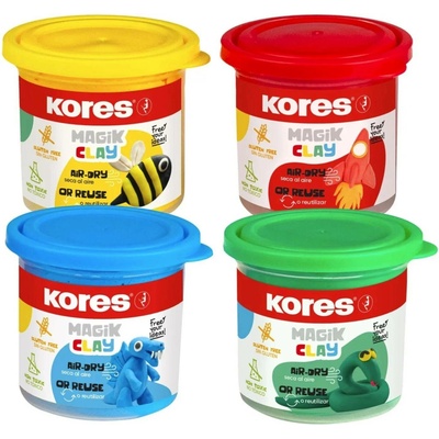 KORES Modelovací hmota MAGIC CLAY PASTEL set 4 barvy á 40g