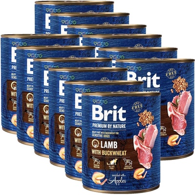 Консерва Brit Premium by Nature Агне с елда 12 x 800 г
