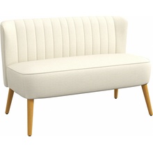 HOMCOM 2místný gauč se vzhledem lnu 117 x 56,5 x 77 cm | krémově bílý