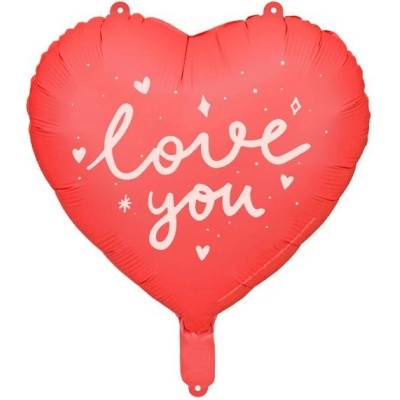 Party Deco Фолиев Балон, Сърце с Надпис ''Love You'', 45см (FB171)
