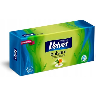 Velvet Balsam papierové vreckovky 3-vrstvové 70 ks
