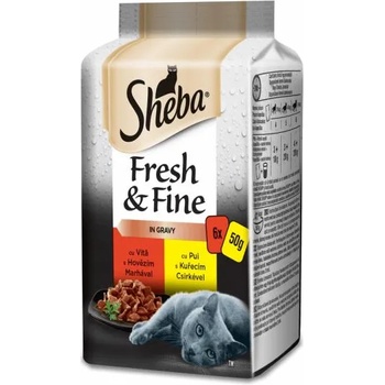Image 1 of Sheba Fresh & Fine beef & chicken in gravy 6x50 g
