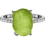 Silenti Jewelry Сребърен пръстен "Перидот" - 5 - 49мм (15.6мм диам. )