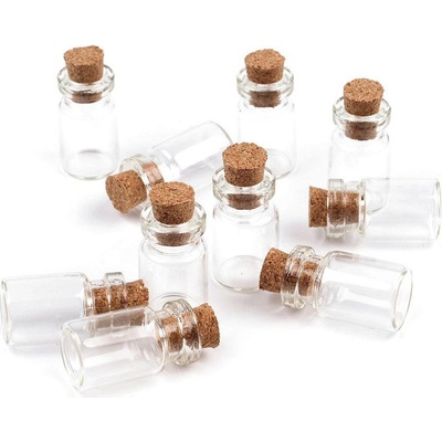 Skleněná lahvička s korkem 13x25 mm transparent 10 lahv.