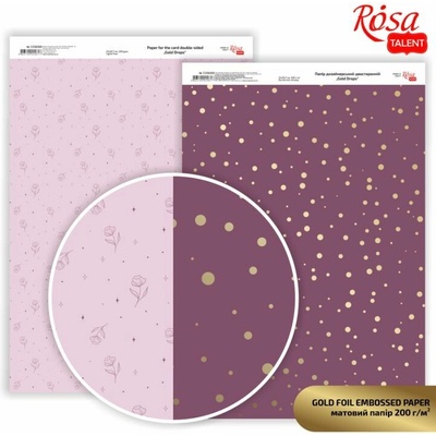 Rosa Scrapbookingové papíry Drops A4 - zlaté bodky 3