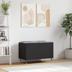 vidaXL Шкаф за грамофонни плочи черен 74, 5x38x48 см инженерно дърво (831717)