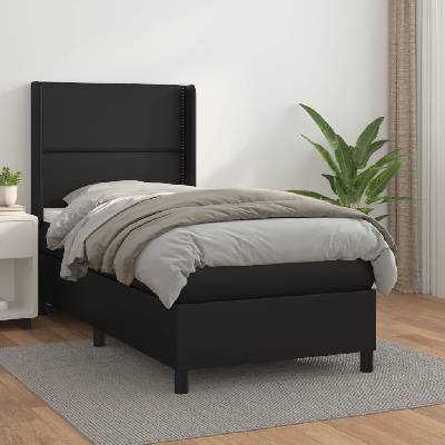 Petrashop 3132417 boxspring postel s matrací černá umělá kůže