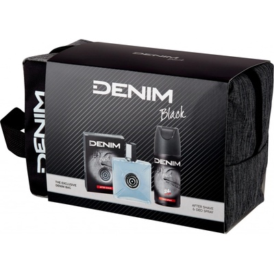 Denim Black voda po holení pro muže 100 ml + deospray 150 ml + kosmetická taška dárková sada – Zboží Mobilmania