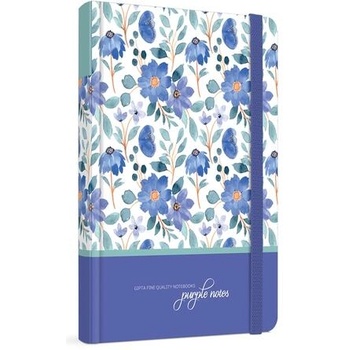 GIPTA Тетрадка Purple Notes, кремава хартия, широки редове, твърда корица, с ластик, 13 х 21 cm, 120 листа (5740)