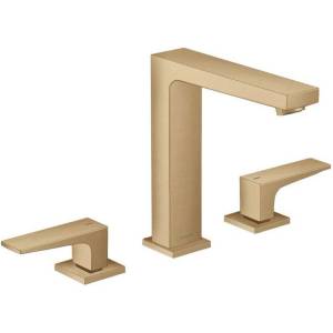 Hansgrohe Metropol - Смесител за умивалник с изпускателен клапан „Push-Open, монтаж с 3 отвора, матиран бронз 32515140 (32515140)
