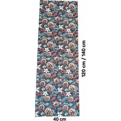 LKV Lomnice Textilní běhoun Vánoce tmavě modrá s motivem šišek 40 x 120 cm