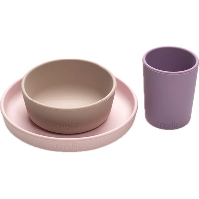 Melii Детски комплект за хранене от 3 части Melii - Розово-лилав (39241040)