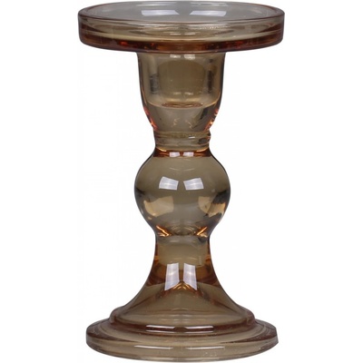 Karamelový skleněný svícen Pillar - Ø 8,5*14 cm - Chic Antique