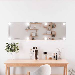 vidaXL Стенно огледало с LED лампи 30x100 см стъкло правоъгълно (3189151)