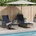 vidaXL Шезлонг 3 pcs Сив и тъмен син 200 x 55 x 92 см полиратан (365438)
