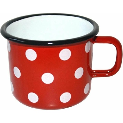 Metalac Hrnek červený vzor puntík smaltovaný hrnek 9 cm 201255 500 ml