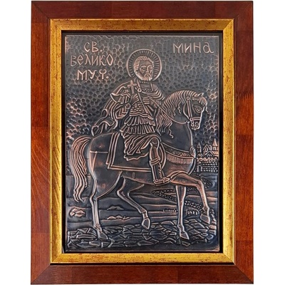 МЕДНА ИКОНА ГОЛЯМА В РАМКА СВЕТИ МИНА