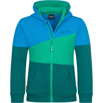 TROLLKIDS Детско яке за тренировка Trollkids Kid's Alesund Sweater Hoodie - Jungle Green / Dynamic Blue - размер 116 (EU) (704-2482-2115)